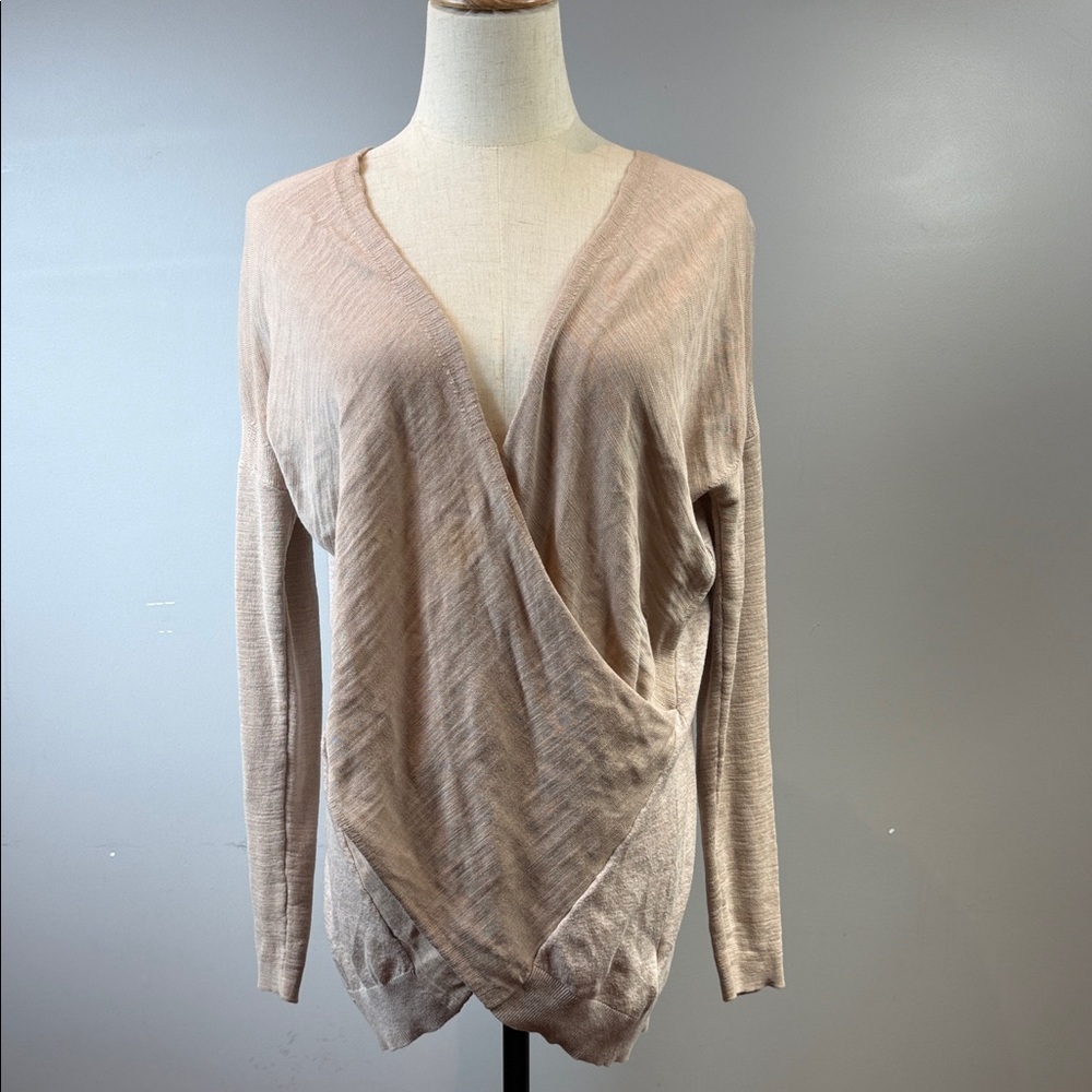 AllSaints Twisted Front Jumper Top – Medium – Oatmeal Taupe